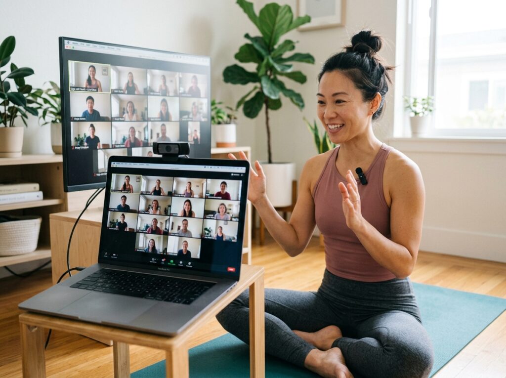 girl instructing online yoga class 202607061255
